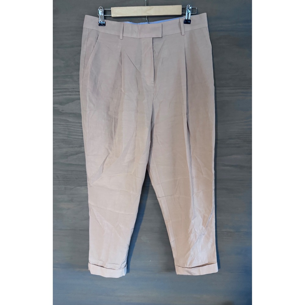 COS Silk Cotton‎ Blend Relaxed Pleated Trouser Pants Ankle Cuff Size 8